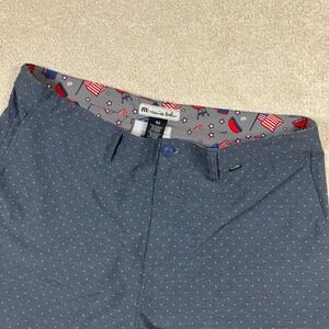 Travis Mathew Mens Golf Shorts Men's 40 Blue Micro Star Americana Pocket Lining